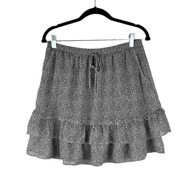 Sienna Sky Black & White 90's Y2K Layered Ruffle Summer Mini Skirt Size Large - Picture 1 of 7